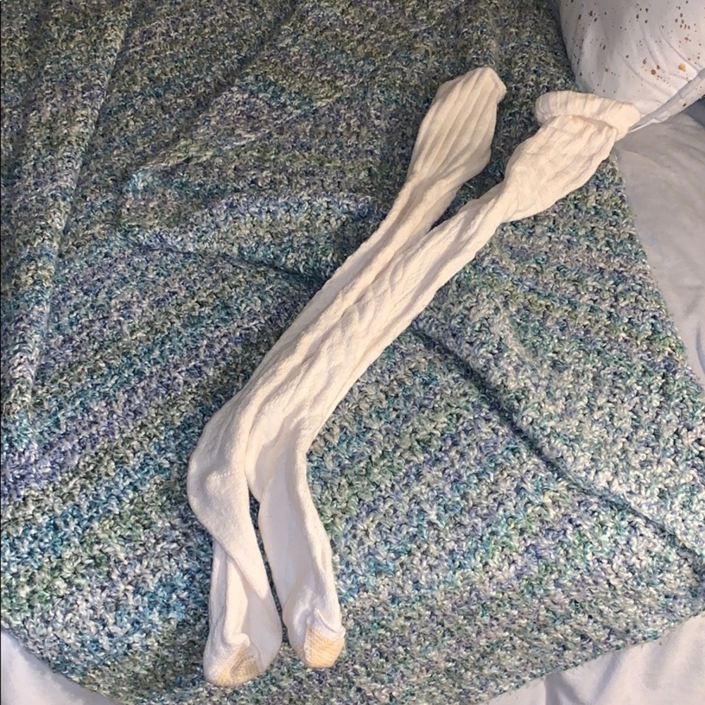 knee high cream gold toe wool socks